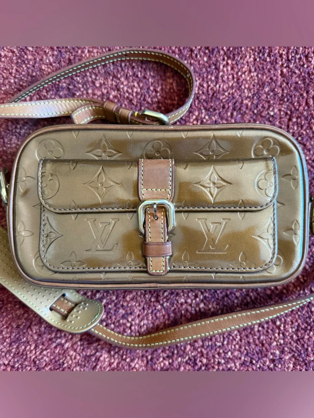 Vintage Louis Vuitton Brown Monogram Vernis Buckle Crossbody - Picture 1 of 14